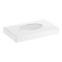 9 1/4" x 5 1/2" x 1 1/8" White 1 lb. 1-Piece Candy Box with Oval Window   - 25/Pack