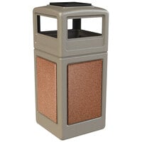Commercial Zone 72051699 StoneTec 42 Gallon Beige Square Decorative Waste Receptacle with Sedona Panels and Ashtray Dome Lid