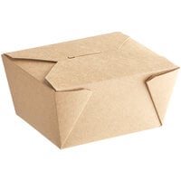 Choice 4 5/8 inch x 3 1/2 inch x 2 1/2 inch Kraft Microwavable Folded Paper #1 Take-Out Container - 450/Case