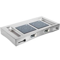 Tablecraft CWACTION2TCL 47 3/8" x 25 1/2" x 5 1/2" Clear Brushed Aluminum Double Countertop Induction Station Kit