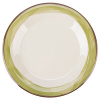 GET WP-7-DI-KNG Kanello 7 1/2" Round Diamond Ivory Wide Rim Melamine Plate with Kanello Green Edge - 48/Case