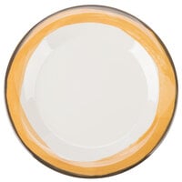 GET WP-9-DI-KNY Kanello 9" Round Diamond Ivory Wide Rim Melamine Plate with Kanello Yellow Edge - 24/Case