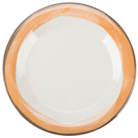 GET WP-9-DI-KNO Kanello 9" Round Diamond Ivory Wide Rim Melamine Plate with Kanello Orange Edge - 24/Case