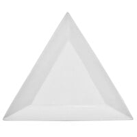 CAC TUP-21 Triumph 12" Bright White Triangular Porcelain Plate - 12/Case