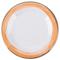 GET WP-7-DW-KNO Kanello 7 1/2" Round Diamond White Wide Rim Melamine Plate with Kanello Orange Edge - 48/Case