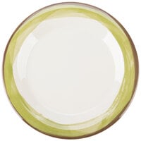 GET WP-9-DI-KNG Kanello 9" Round Diamond Ivory Wide Rim Melamine Plate with Kanello Green Edge - 24/Case