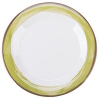 GET WP-9-DW-KNG Kanello 9" Round Diamond White Wide Rim Melamine Plate with Kanello Green Edge - 24/Case