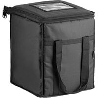 Choice Insulated Food Delivery Bag Black Nylon 13" x 13" x 16" - Holds (6) 2 1/2" Deep 1/2 Size Pans or (18) 2 Qt. Container