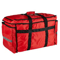ServIt Red Nylon Heavy-Duty Insulated Soft-Sided Food Delivery Bag / Pan Carrier - Holds (6) 2.5" Deep Full Size Food Pans