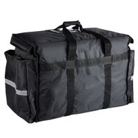 ServIt Black Nylon Heavy-Duty Insulated Soft-Sided Food Delivery Bag / Pan Carrier - Holds (6) 2 1/2" Deep Full Size Food Pans
