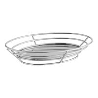 Clipper Mill by GET 4-83850 11 1/4" x 8 1/4" Stainless Steel Oval Basket with Raised Solid Bottom