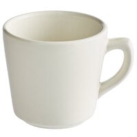 Acopa 7 oz. Ivory (American White) Rolled Edge Tall Stoneware Cup - 12/Pack