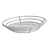 Clipper Mill by GET 4-84814 12 1/2" x 9 1/4" Stainless Steel Oval Basket with Raised Grid Base