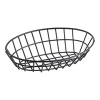 Clipper Mill by GET 4-30144 9 1/4" x 6 1/2" Black Iron Powder Coated Oval Grid Basket
