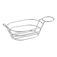 Clipper Mill by GET 4-91630 9" x 6" x 3 1/2" Stainless Steel Oval Basket with Handle and Ramekin Holder