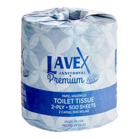 Lavex Premium 3 1/2 inch x 4 1/2 inch Individually Wrapped 2-Ply Standard 500 Sheet Toilet Paper Roll - 96/Case