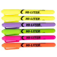 Avery® 23565 Hi-Liter® Chisel Tip Pen Style Highlighter, Fluorescent Color Assortment - 6/Pack