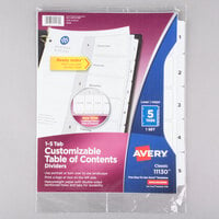Avery® 11130 Ready Index 5-Tab White Table of Contents Dividers