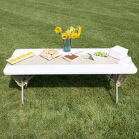 Lancaster Table & Seating 30 inch x 72 inch Heavy-Duty Granite White Plastic Folding Table