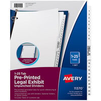 Avery® 11370 Premium Collated 1-25 Tab Table of Contents Legal Exhibit Dividers