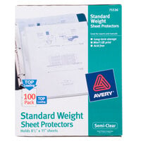 Avery® 75536 8 1/2" x 11" Semi-Clear Standard Weight Top-Load Sheet Protector, Letter - 100/Box