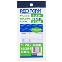 Rediform Office 8L820 2-Part Carbonless Flexible Cover Numbered Receipt Book with 50 Sheets