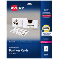 Avery® 2" x 3 1/2" Matte White Micro-Perforated Business Cards - 250/Pack
