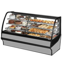 True TDM-DZ-77-GE/GE-S-S 77 1/4" Curved Glass Stainless Steel Dual Zone Refrigerated Bakery Display Case with Stainless Steel Interior