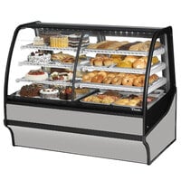 True TDM-DZ-59-GE/GE-S-W 59 1/4" Curved Glass Stainless Steel Dual Zone Refrigerated Bakery Display Case