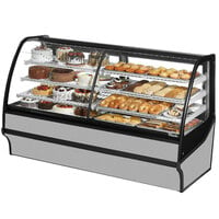 True TDM-DZ-77-GE/GE-S-W 77 1/4" Curved Glass Stainless Steel Dual Zone Refrigerated Bakery Display Case