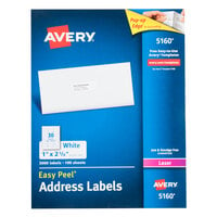Avery® 5160 1" x 2 5/8" White Easy Peel Mailing Address Labels - 3000/Box