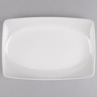 Reserve by Libbey 987659395 Silk 13" x 9" Rectangular Royal Rideau White Porcelain Platter - 12/Case