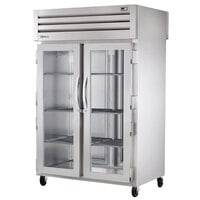 True STA2RPT-2G-2S-HC Spec Series 52 5/8" Glass Front / Solid Back Door Pass-Through Refrigerator with Chrome-Plated Shelves