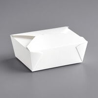 Choice 6" x 4 5/8" x 2 1/2" White Microwavable Folded Paper #8 Take-Out Container - 50/Pack