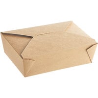 Choice 7 3/4" x 5 1/2" x 2 1/2" Kraft Microwavable Folded Paper #3 Take-Out Container - 50/Pack