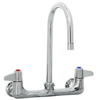 Equip by T&S 5F-8WLX05 Wall Mounted Faucet with 5 9/16" Gooseneck Spout, 8" Centers, Laminar Flow Device, and Lever Handles