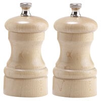 Chef Specialties 04302 Professional Series 4" Customizable Capstan Natural Maple Pepper Mill and Salt Mill Set