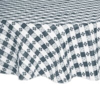 Intedge 60" Round Blue Gingham Vinyl Table Cover with Flannel Back