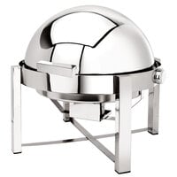 Eastern Tabletop 3148 P2 8 Qt. Round Stainless Steel Roll Top Induction / Traditional Chafer