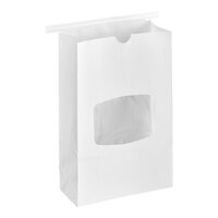 Choice 6" x 9 1/2" 1 lb. White Kraft Paper Cookie / Coffee / Donut Bag with Window and Tin Tie Closure - 50/Pack