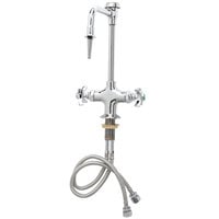 T&S BL-5700-08 Deck Mounted Laboratory Faucet with Flex Inlets, 5 5/8" Rigid Vacuum Breaker Nozzle (Serrated Tip), 4-Arm Handles, and Eterna Cartridges