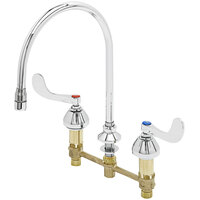 T&S B-2866-01 EasyInstall Medical Lavatory Faucet with 8 13/16" Swivel Gooseneck with Stream Regulator, 4" Wrist Action Handles, and 8" Centers ADA Compliant