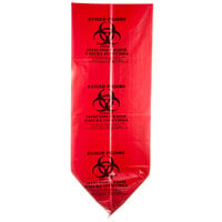 44 Gallon 3 Mil 37" x 50" Low Density Red Isolation Infectious Waste Bag / Biohazard Bag Linear - 25/Case