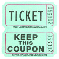 Carnival King Green 2-Part Customizable Raffle Tickets - 2000/Roll