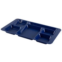Cambro 1596CP186 (2 x 2) 9" x 15" Ambidextrous Co-Polymer Navy Blue 6 Compartment Serving Tray - 24/Case
