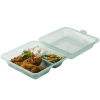 GET EC-09 9 inch x 9 inch x 3 1/2 inch Jade Green Customizable 3-Compartment Reusable Eco-Takeouts Container - 12/Case