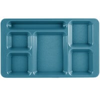 Cambro 1596CW414 Camwear (2 x 2) 9" x 15" Ambidextrous Heavy-Duty Polycarbonate NSF Teal 6 Compartment Serving Tray - 24/Case