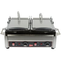 Cecilware SG2LF Double Panini Sandwich Grill with Flat Grill Surfaces - 14 1/2" x 9" Cooking Surface - 240V, 3200W