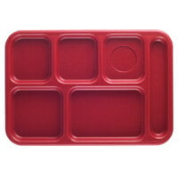 Cambro BCT1014163 Budget Right Handed ABS Plastic Red 6 Compartment Serving Tray - 24/Case