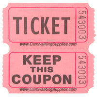 Carnival King Pink 2-Part Customizable Raffle Tickets - 2000/Roll